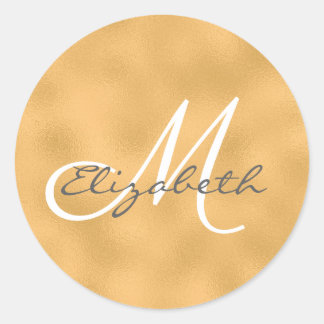 Gold Faux Foil Background Personalized Monogram Classic Round Sticker