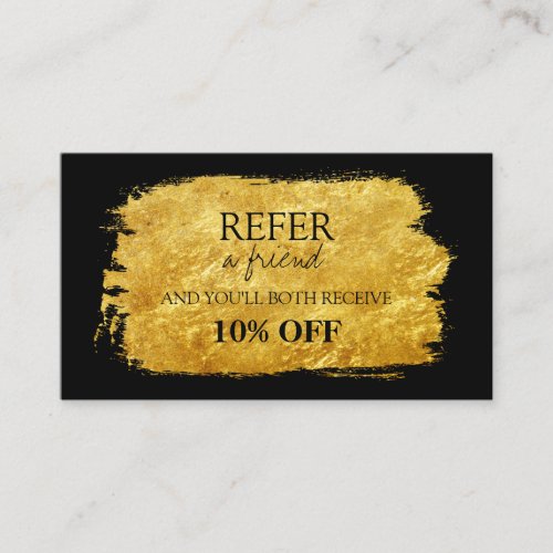 Gold Faux Foil Brush Referral Card