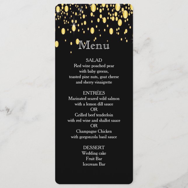 Gold, Faux Foil Bubbles, Stylish, Custom Menu (Front)