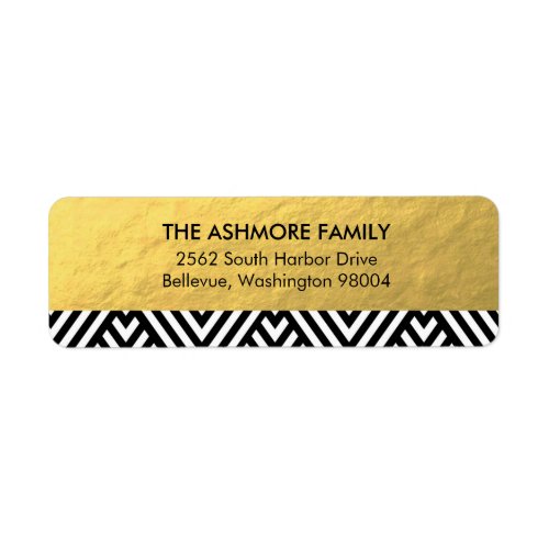 Gold Faux Foil Chevron Address Label