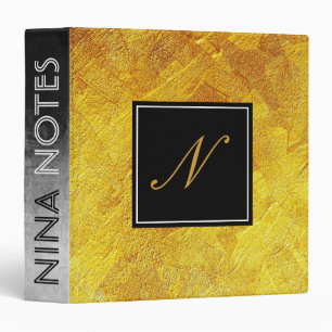 Gold Faux Foil Clean Monogram Personalized Binder