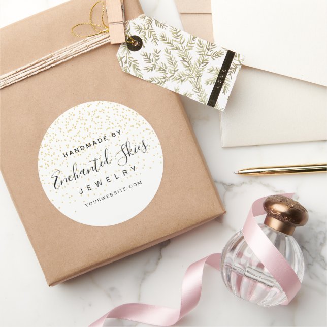 Gold Faux Foil Dot Handmade Business Product Label (Gifting)