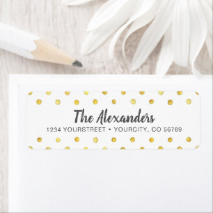 Gold Faux Foil Dots Return Address Label