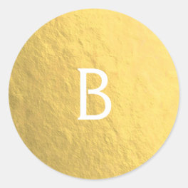 Gold Faux Foil Elegant Modern Glam Monogram Custom Classic Round Sticker