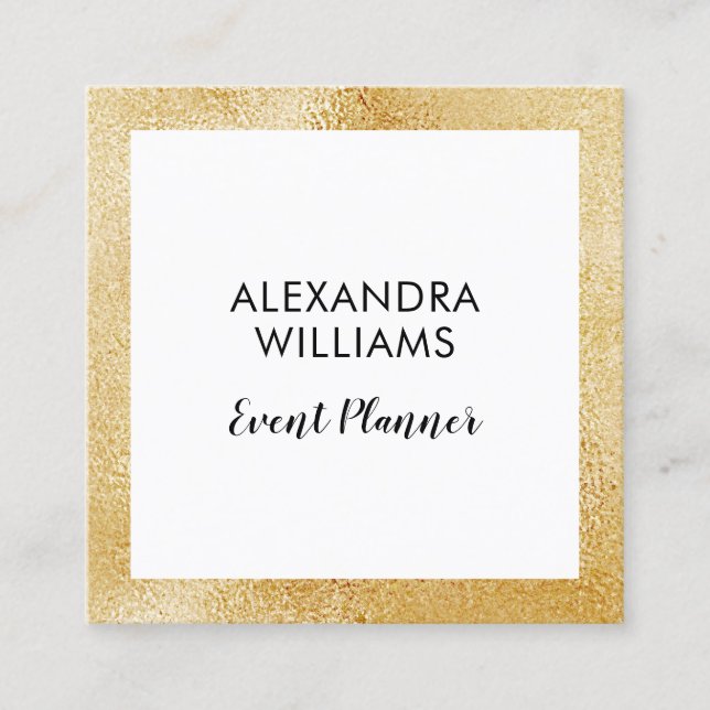 Gold Faux Foil Frame Event Planner Business Card (Front)