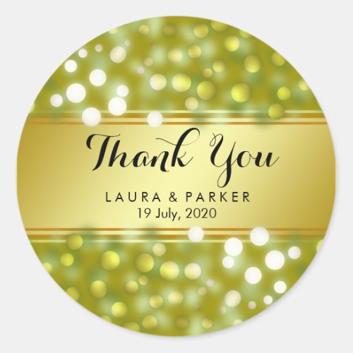 Gold Faux Foil Glitter Thank You Wedding Confetti Classic Round Sticker