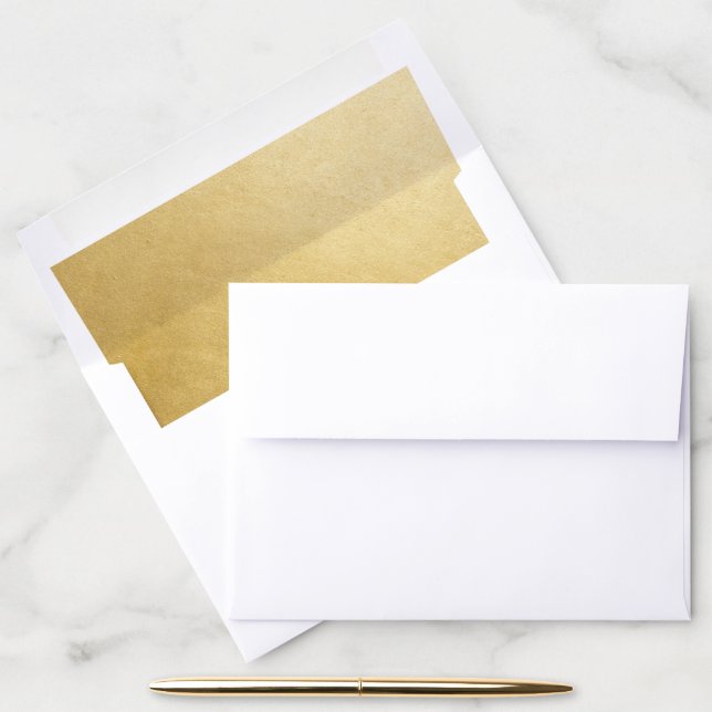 Gold Faux Foil Invitation and Card Envelope Liner (Desk)