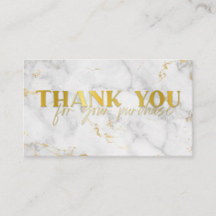 Gold faux foil marble thank you note business card