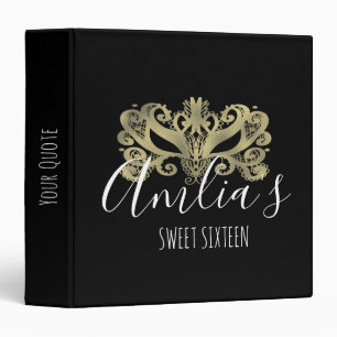 Gold Faux Foil Masquerade Photo 3 Ring Binder