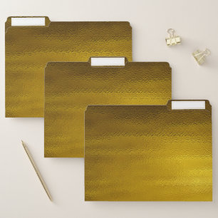 Gold faux foil metallic shine golden chic file folder