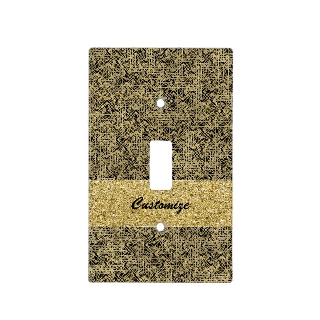 Gold Faux Foil Modern Design Elegant Glamour Light Switch Cover (Front)