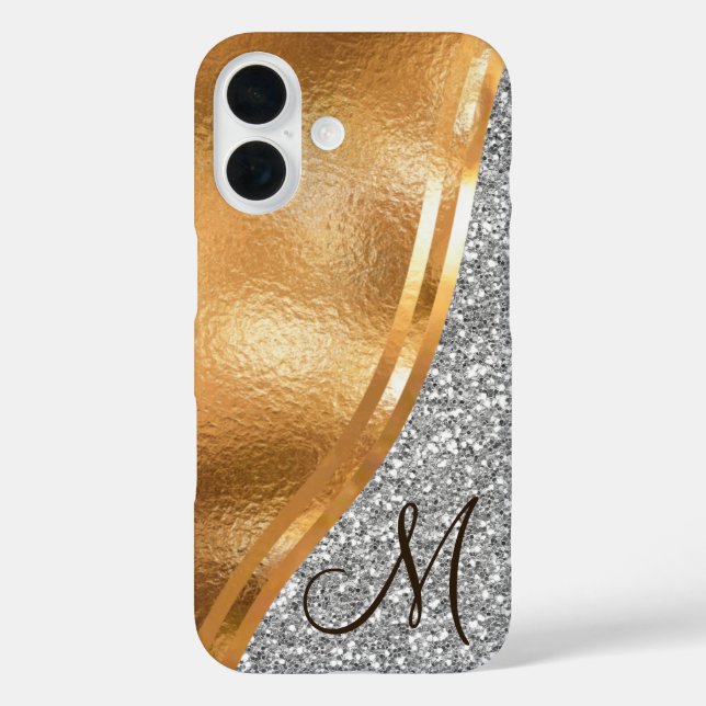 Gold Faux Foil, Name and Monogram Case-Mate iPhone Case (Back)