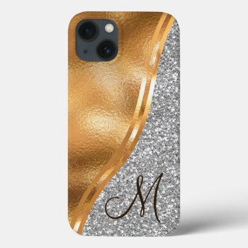 Gold Faux Foil  Name And Monogram Case-mate Iphone Iphone 13 Case by CoolestPhoneCases at Zazzle