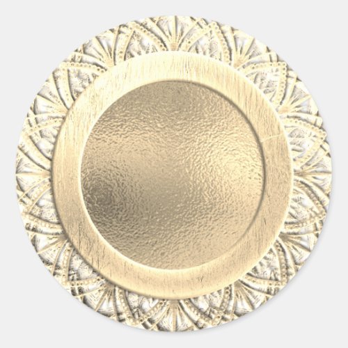 Gold Faux Foil Ornate Classic Round Sticker