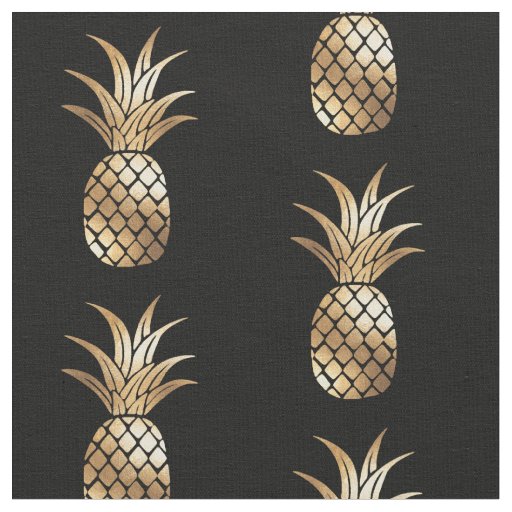 Gold Faux Foil Pineapple Fabric