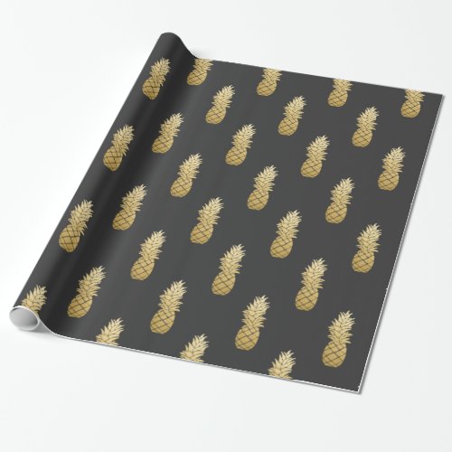 Gold Faux Foil Pineapple Pattern Wrapping Paper