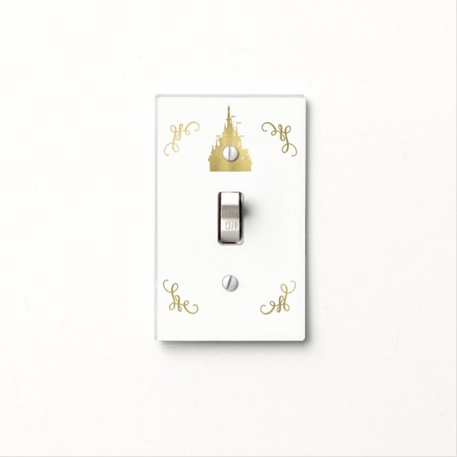 Gold Faux Foil Princess Castle Storybook Light Switch Cover (In Situ)