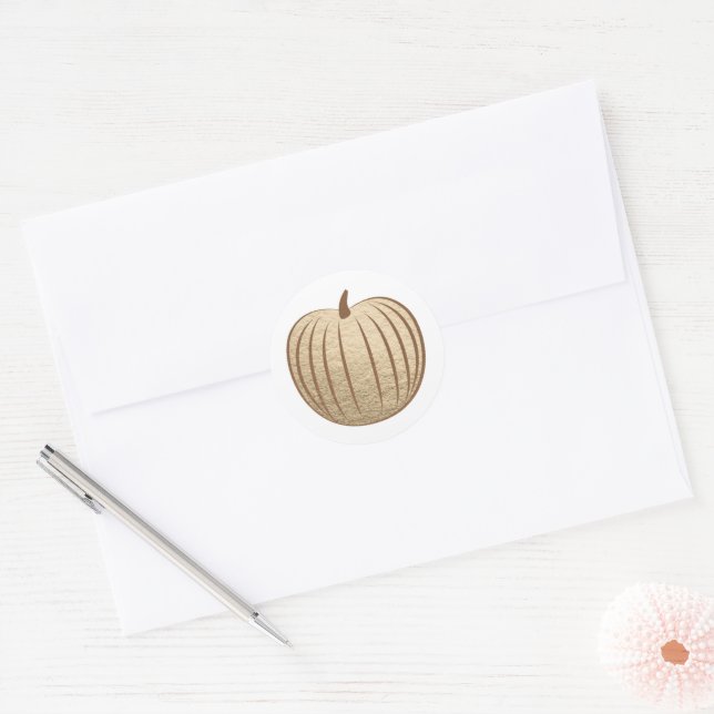 Gold Faux Foil Pumpkin Fall Envelope Seal  (Envelope)