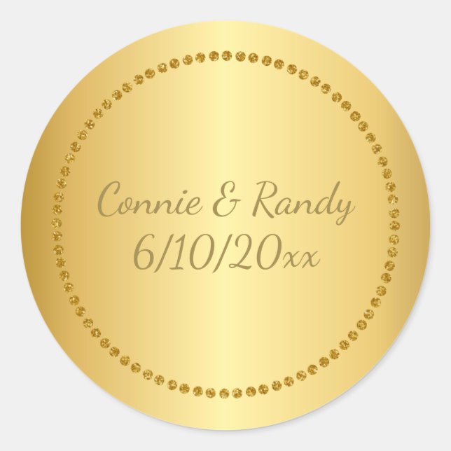 Gold Faux Foil Wedding Sticker (Front)