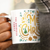 Gold Faux Foils Merry Christmas Holiday Photo Coffee Mug