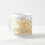 Gold Faux Foils Merry Christmas Holiday Photo Coffee Mug (Front Left)