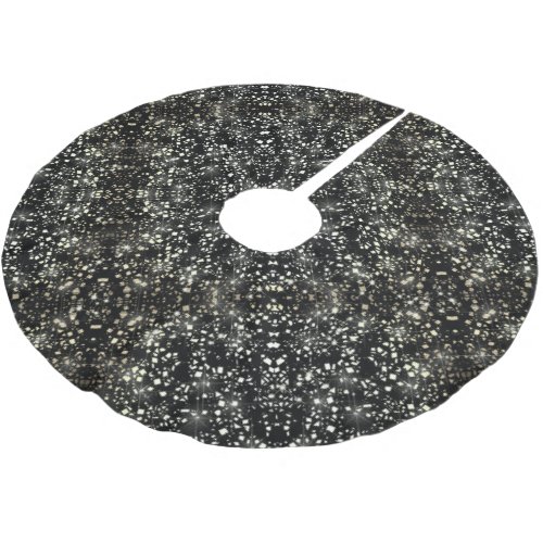 Gold Faux Glass Glitter Sparkle on Black Brushed Polyester Tree Skirt