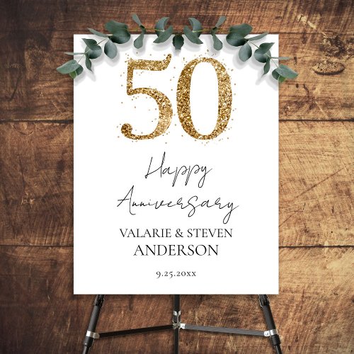 Gold Faux Glitter 50th Wedding Anniversary Foam Board