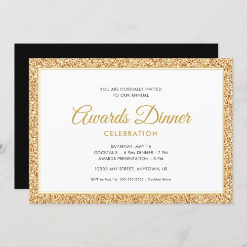 Gold Faux Glitter  Awards Dinner Celebration Invitation