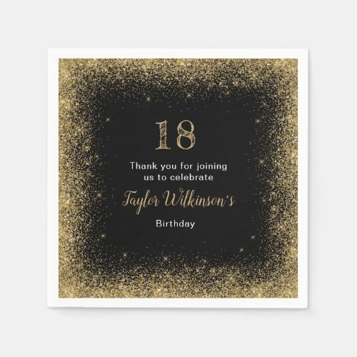 Gold Faux Glitter Birthday Party Napkins