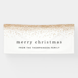 Gold Faux Glitter Border Name Merry Christmas Banner