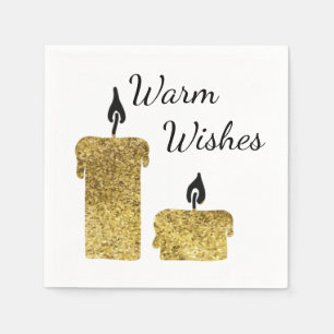 Gold faux glitter candles Christmas holiday season Napkins