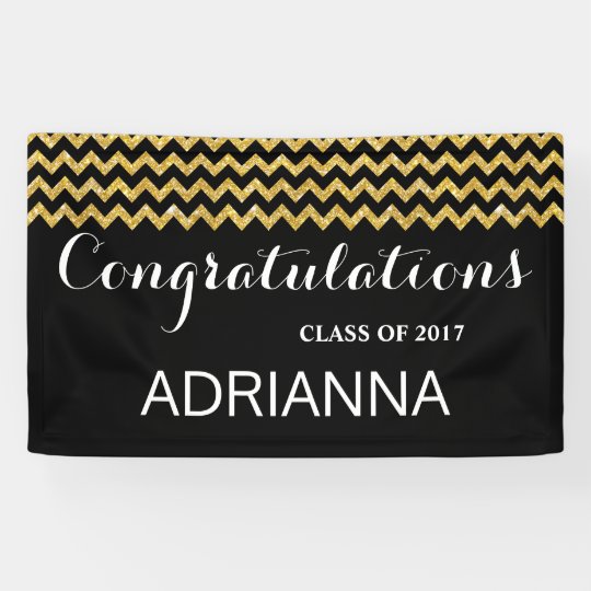 gold faux glitter chevron congratulations graduate banner zazzle com