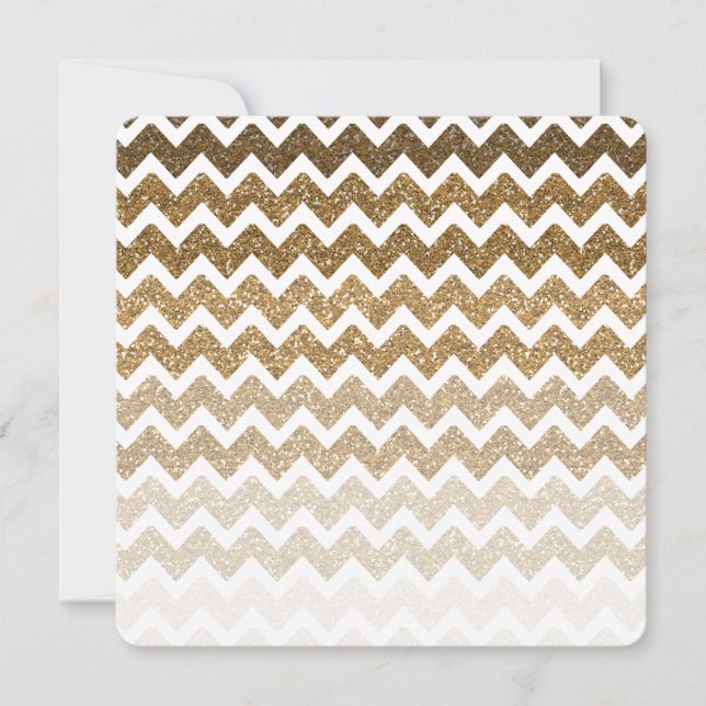 Gold Faux Glitter Chevron Ombre Sweet Sixteen Invitation (Front)