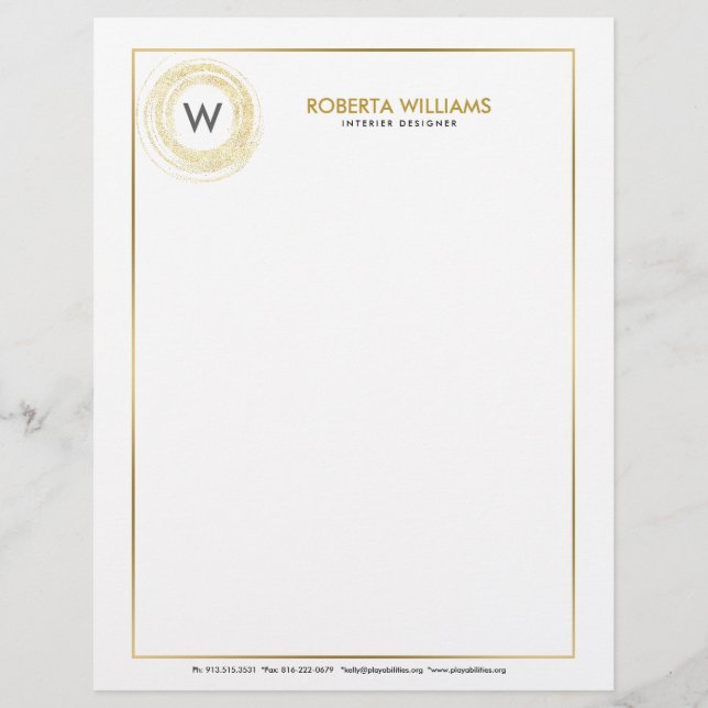 Gold Faux Glitter Circle Logo Letterhead (Front)