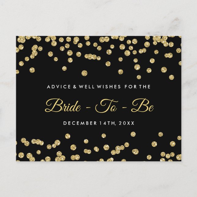Gold Faux Glitter Confetti Black Bridal Advice (Front)