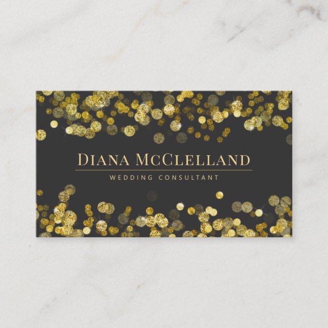 Gold Faux Glitter Confetti | Modern Glitz Business Card (Front)