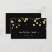 Gold Faux Glitter Confetti on Black Business Card (Front/Back)