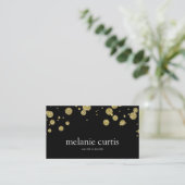 Gold Faux Glitter Confetti on Black Business Card (Standing Front)