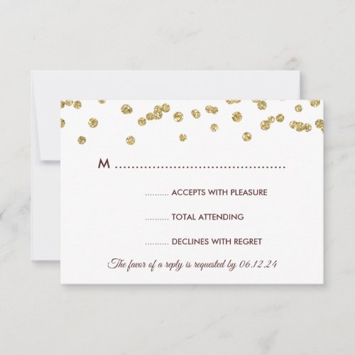 Gold Faux Glitter Confetti Wedding Marsala RSVP