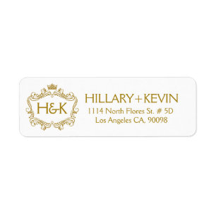 Gold Faux Glitter Crown & Floral Frame Label