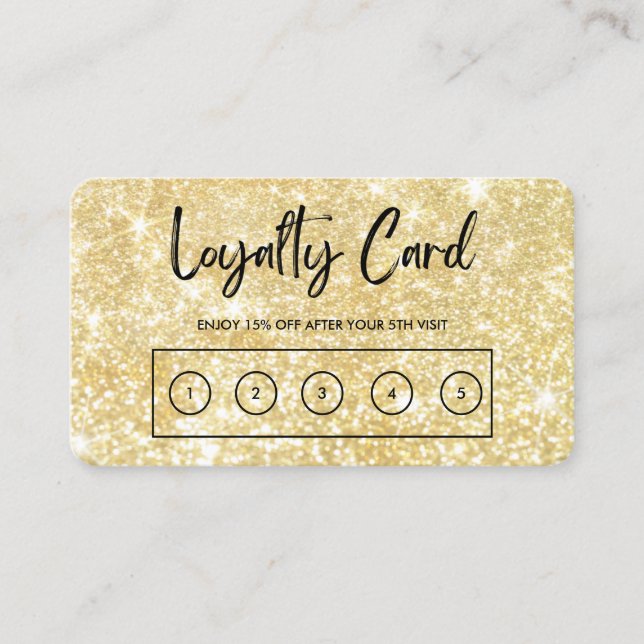 Gold Faux Glitter Custom Loyalty Card (Front)