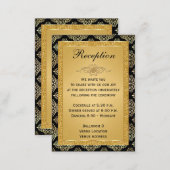 Gold FAUX Glitter Damask, Scroll Enclosure Card (Front/Back)