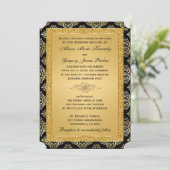 Gold FAUX Glitter, Damask Wedding Invitation (Standing Front)