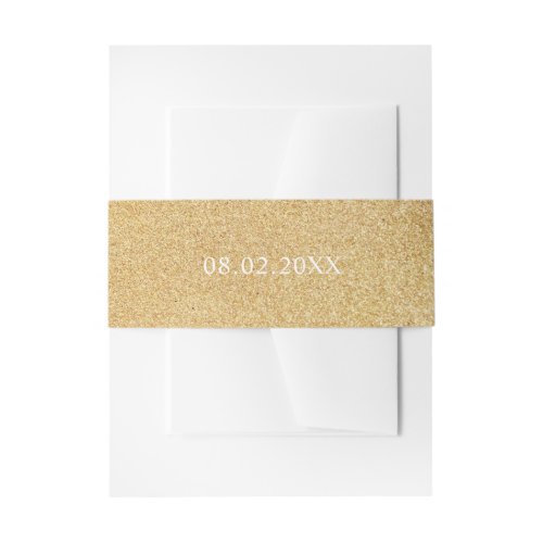 Gold faux glitter date invitation belly band