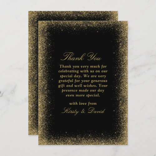 Gold Faux Glitter Effect Border Wedding Thank You Card