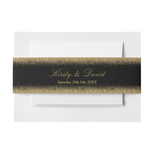 Gold Faux Glitter Effect Wedding Invitation Belly Band