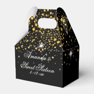 Gold, Faux Glitter, Elegant, Sweet Sixteen Favor Boxes
