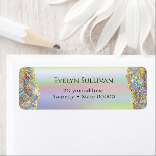Gold faux glitter faux foil Return Address Label