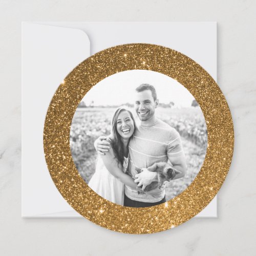 Gold Faux Glitter Frame Holiday Card