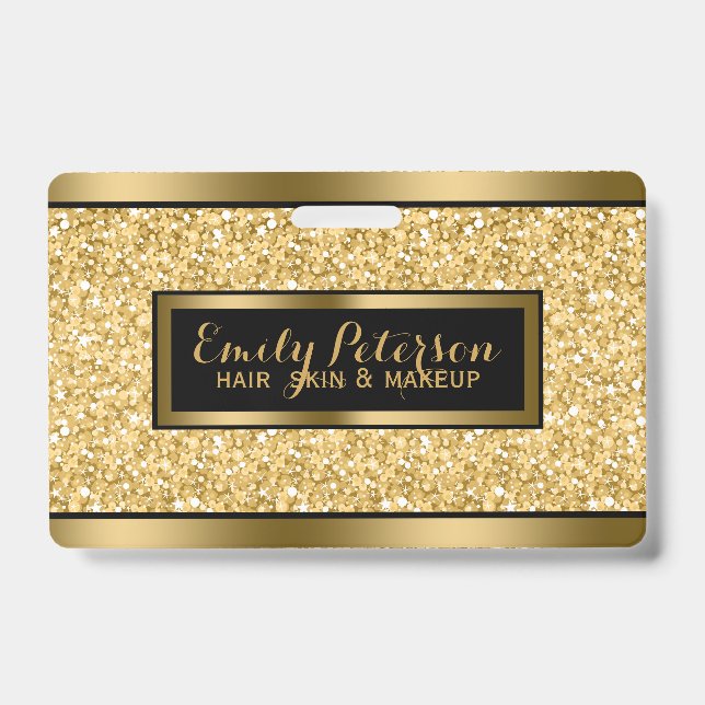Gold Faux Glitter Gold And Black Accents Badge (Front)